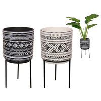 34CM AZTEC POT ON METAL STAND QTY 4