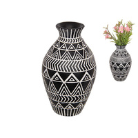 21CM BLACK AND WHITE TRIBAL VASE