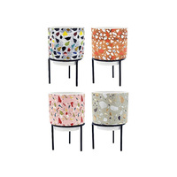 POT W/TERRAZZO DECO 10X10X10CM 4ASST