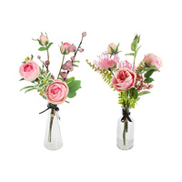 45CM PINK FLORAL IN VASE 2ASST SOLD QTY 4