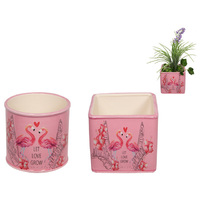 13CM FLAMINGO POT 2ASST SOLD QTY 6