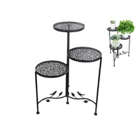 58CM BLACK METAL TRIPLE POT STAND QTY 2