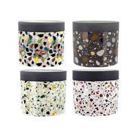 POT ROUND W/TERRAZZO DECO 13.5X12CM 4ASST
