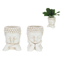 20CM CREAM BUDDHA PLANTER 2ASST