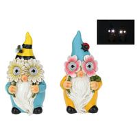 21CM GNOME W/FLOWER SOLAR EYES 2ASST