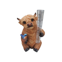 17CM HIGHLAND COW WITH RAIN GAUGE QTY 2