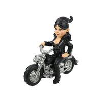 19CM BIKER CHICK ON BLACK MOTORBIKE