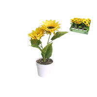 27CM SUNFLOWER 2 HEAD PLANTER IN WHITE POT UN12