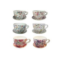 CERAMIC CUP AND SAUCER PLANTER 19X15X10CM 6ASST