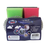 CLEANING SET SPONGE AND STEEL 6PK