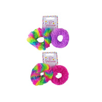 SCRUNCHIE FLUFFY 2PK ASST SOLD QTY12