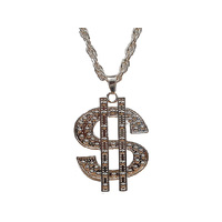 DOLLAR HEAVY METAL SILVER NECKLACE SOLD QTY10