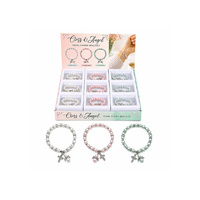 ANGEL AND BEAD BRACELET WITH CLIP 3ASST UN27