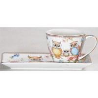 OWL BREAKFAST SET CUP SAUCER 250CC