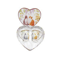 CAT SET 2PC MUG HEART SHAPE