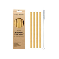 DRINKING STRAW BAMBOO 4PC + BRSH