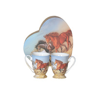 HORSE 2PC 280CC MUG SET HEART BOX