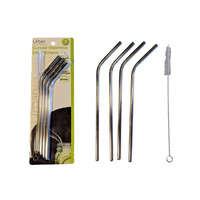 21CM CURVED STAINLESS STRAWS 4PK