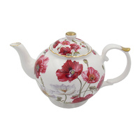 POPPIES ON WHITE TEAPOT 1L