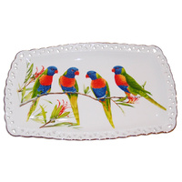 RAINBOW LORIKEETS SANDWICH PLATE 25X15CM
