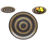 36CM MOROCCAN BLACK/GOLD PLATE QTY 2