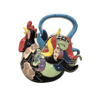 FUNKY BLACK ROOSTER TEAPOT 20CM