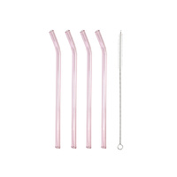 GLASS STRAWS TLALL 4PK PINK