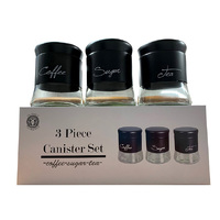 GLASS CANISTERS BLACK SET/3