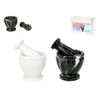 7.5CM MARBLE MORTAR AND PESTLE 2ASST