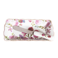 ROSE AND TULIP BUTTER DISH 17X10X1.5CM