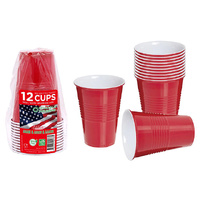 RED PLASTIC CUPS 500ML 12PK