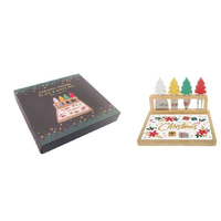 XMAS CHEESE BOARD AND 4 KNIVES  22x20x14.5cm