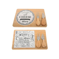BAMBOO/CERAMIC BOARD 2 KNIFE 25x17x3cm 2ASST