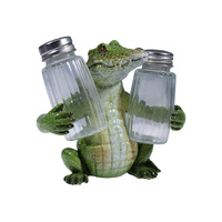 12X13CM MARBLE CROCODILE SALT AND PEPPER QTY 2