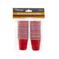 SHOT GLASSES PLASTIC RED 5X5CM 30PC
