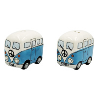 HAND PAINTED CERAMIC KOMBI SALT PEPPER SHAKER BLUE