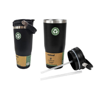 WATER BOTTLE VACUUM INSULATED 900ML BLACK SOLD QTY4