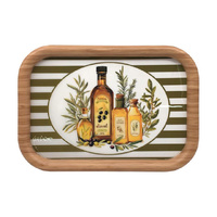 34CM SERVING TRAY WITH EPOXY OLIVE DESIGN QTY 2