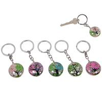 3CM DOUBLE SIDED TREE GLASS KEYRING 6ASST UN12