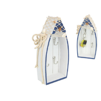25CM NAVY AND WHITE BEACH BOAT KEYRACK QTY 2