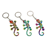 COLOURFUL PAINTED LIZARD KEYRING 3ASST UN12