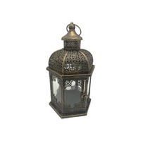 40CM BLACK LANTERN W/GOLD BRUSH FINISH SOLD QTY2