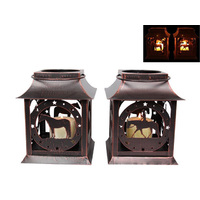 22CM RUSTIC METAL HORSE LANTERNS 2ASST