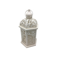 35CM CREAM HEXAGONAL SHAPE LANTERN SOLD QTY 3