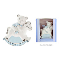 BLUE R/HORSE W/TEDDY MONKEY BANK