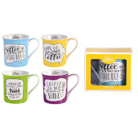 LESS CHAT COFFEE MUGS 4ASST