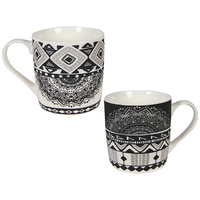 MANDALA BLACK/WHITE MUG QTY 6
