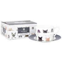 PEEPING FELINES CUP & SAUCER
