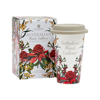 AUS FLORAL EMBLEMS DOUBLE WALLED TRAVEL MUG