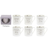 SILVER SENTIMENT FINE CHINA MUG 6ASST